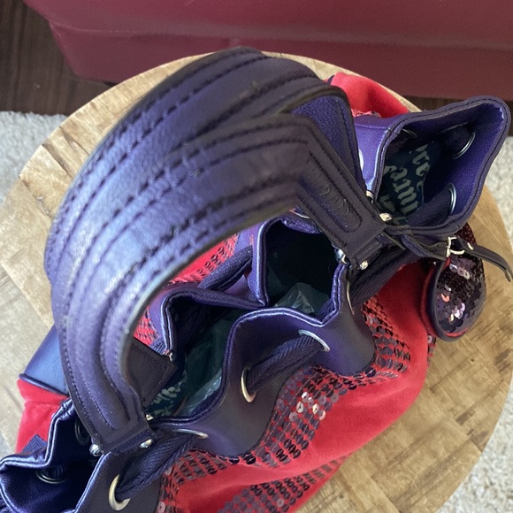 Juicy Couture Bag Sequin Red Purple Heart - Picture 5 of 10